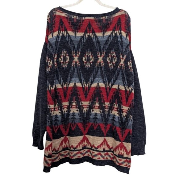 Chaps Aztec Southwestern Sweater Womens Size Large Blue Western Long Sleeve - Picture 9 of 12